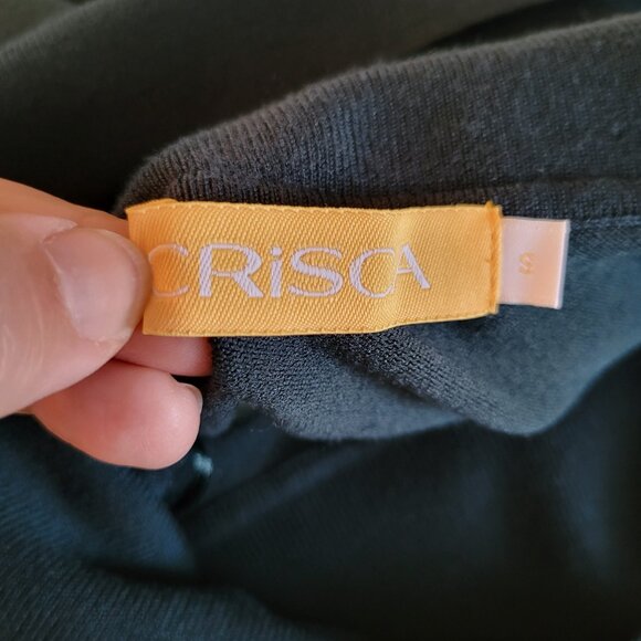 Crisca Forest Green Stripe Sweater Cowl Neck Size Small EUC Embellished - Picture 6 of 9